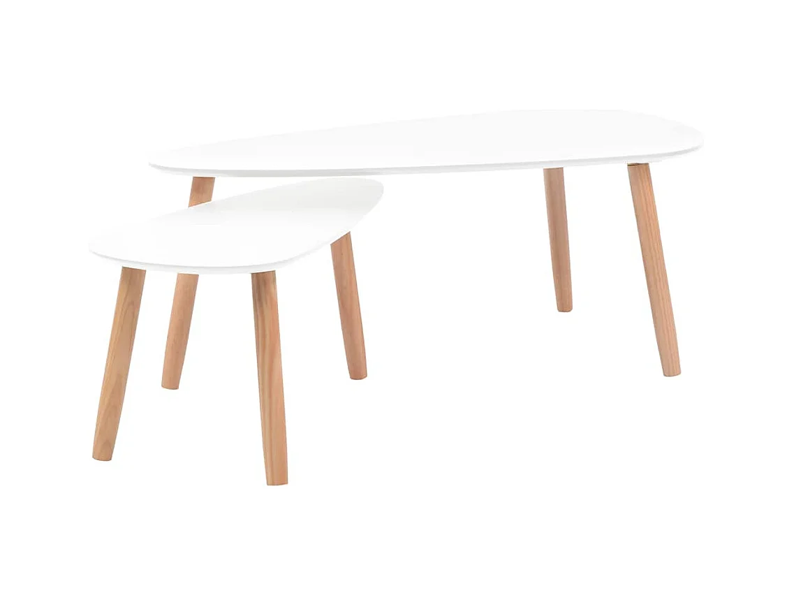 Ensemble de tables basses 2 pcs Bois de pin massif Blanc