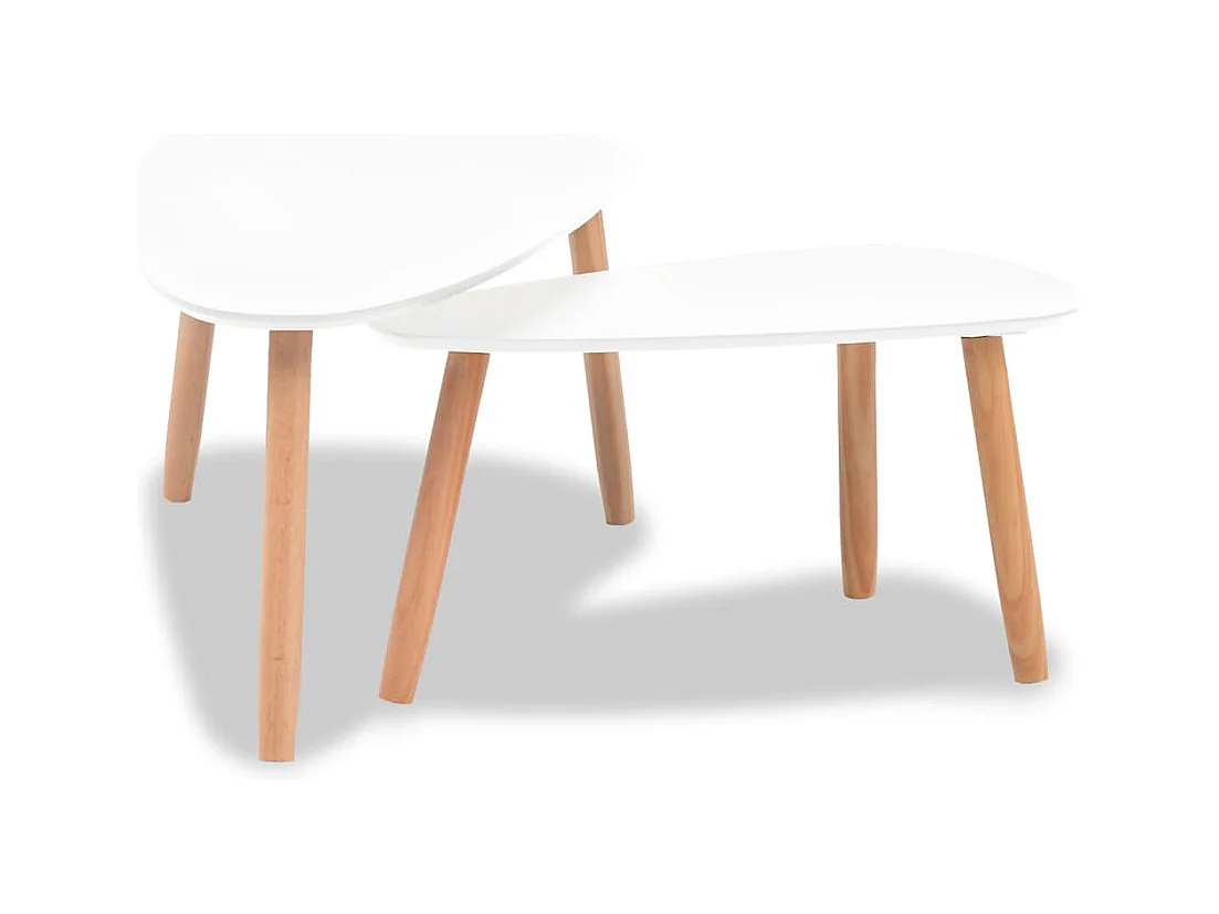 Ensemble de tables basses 2 pcs Bois de pin massif Blanc