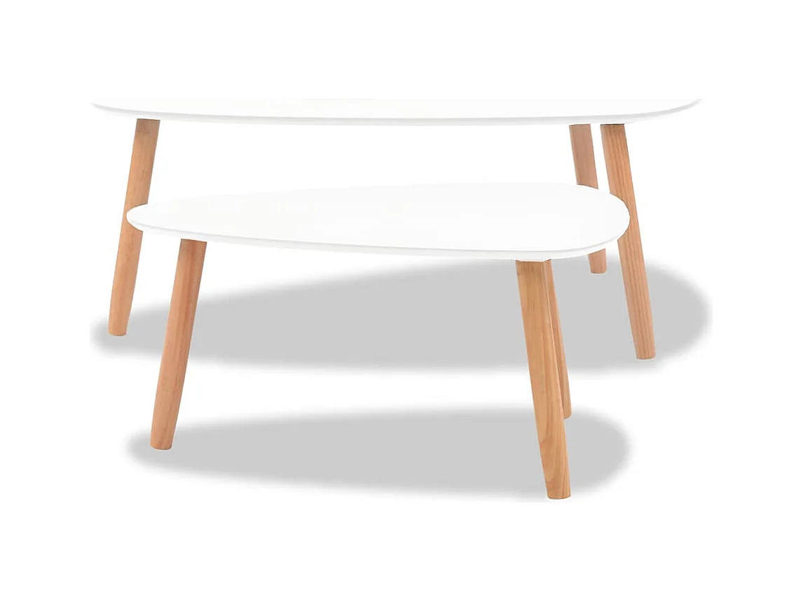 Ensemble de tables basses 2 pcs Bois de pin massif Blanc