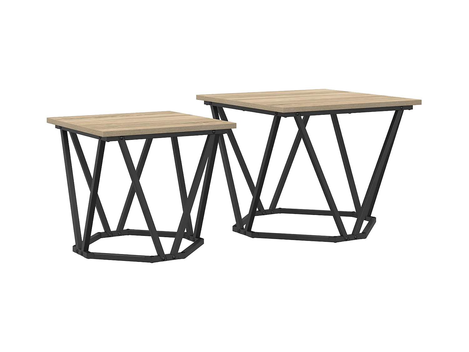 2-delige Sonoma eikenhouten bijzettafels