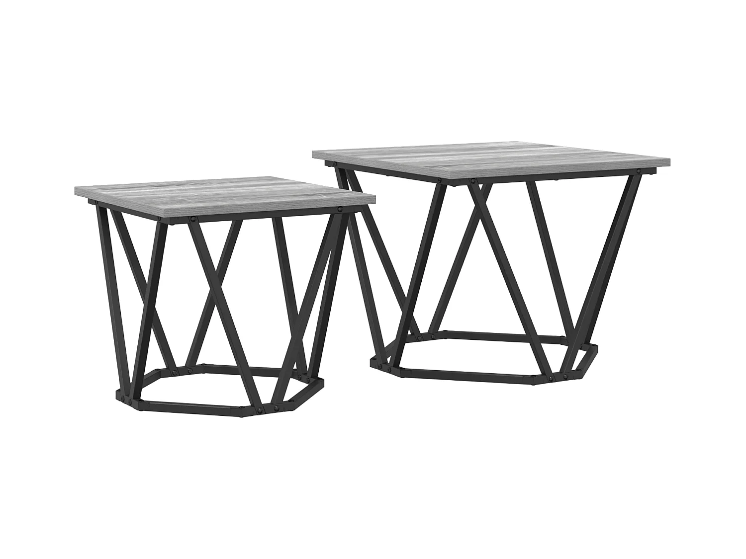 Set de 2 tables d'appoint en bois d'ingénierie gris Sonoma
