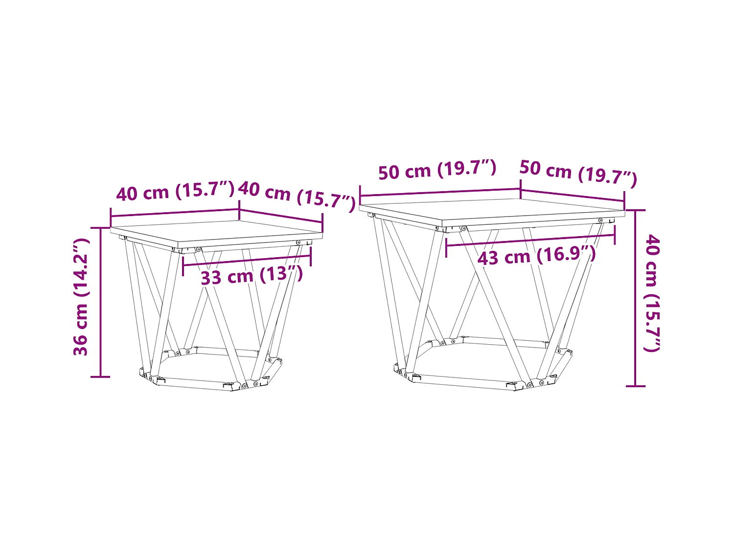Set de 2 tables d'appoint en bois d'ingénierie gris Sonoma