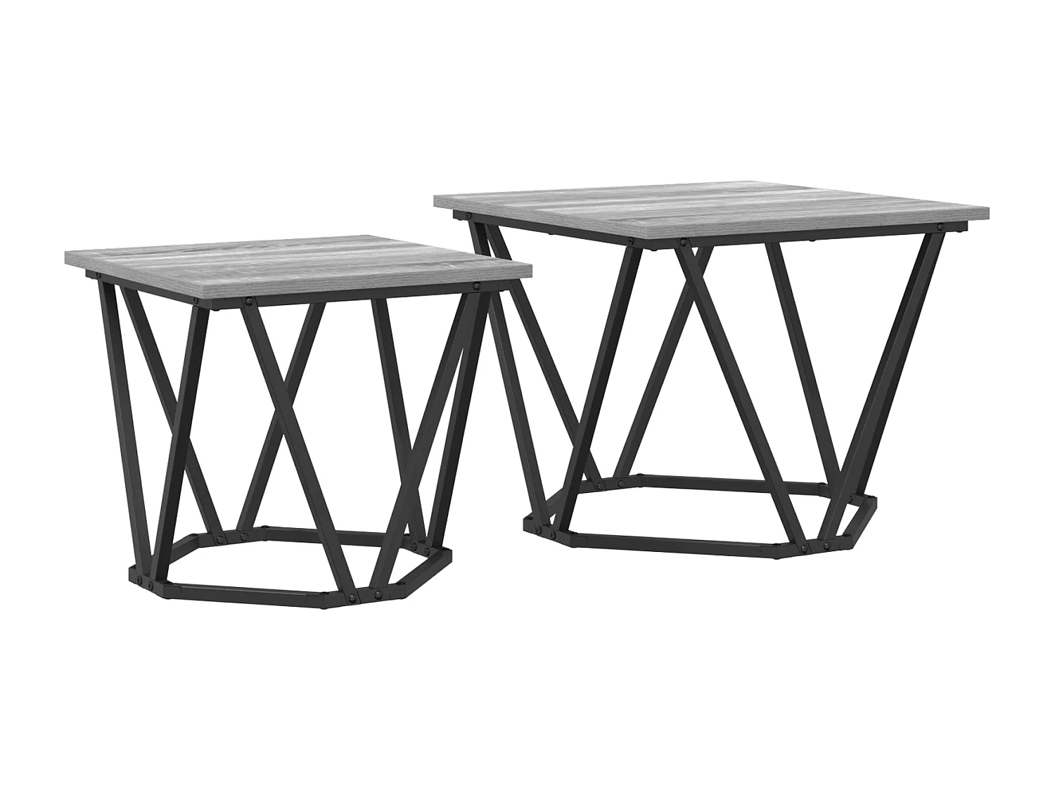 Set de 2 tables d'appoint en bois d'ingénierie gris Sonoma
