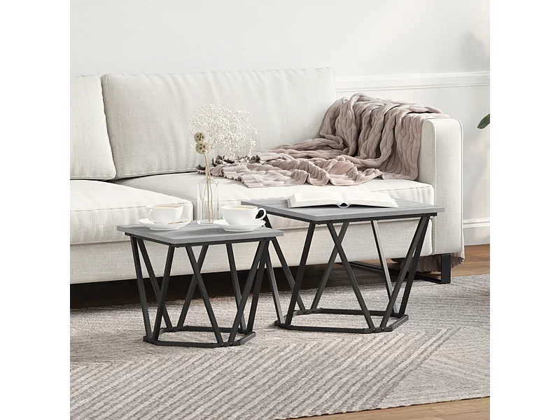 Set van 2 Sonoma Gray Engineered Wood bijzettafels