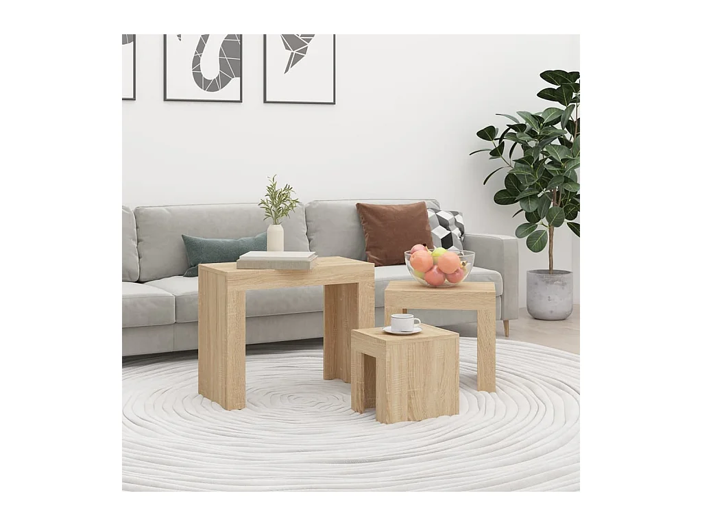 Tables basses gigognes 3 pcs chêne sonoma bois d'ingénierie