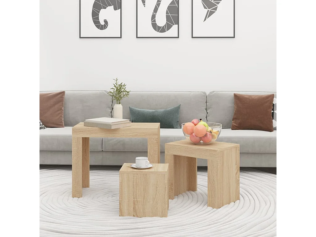 Tables basses gigognes 3 pcs chêne sonoma bois d'ingénierie