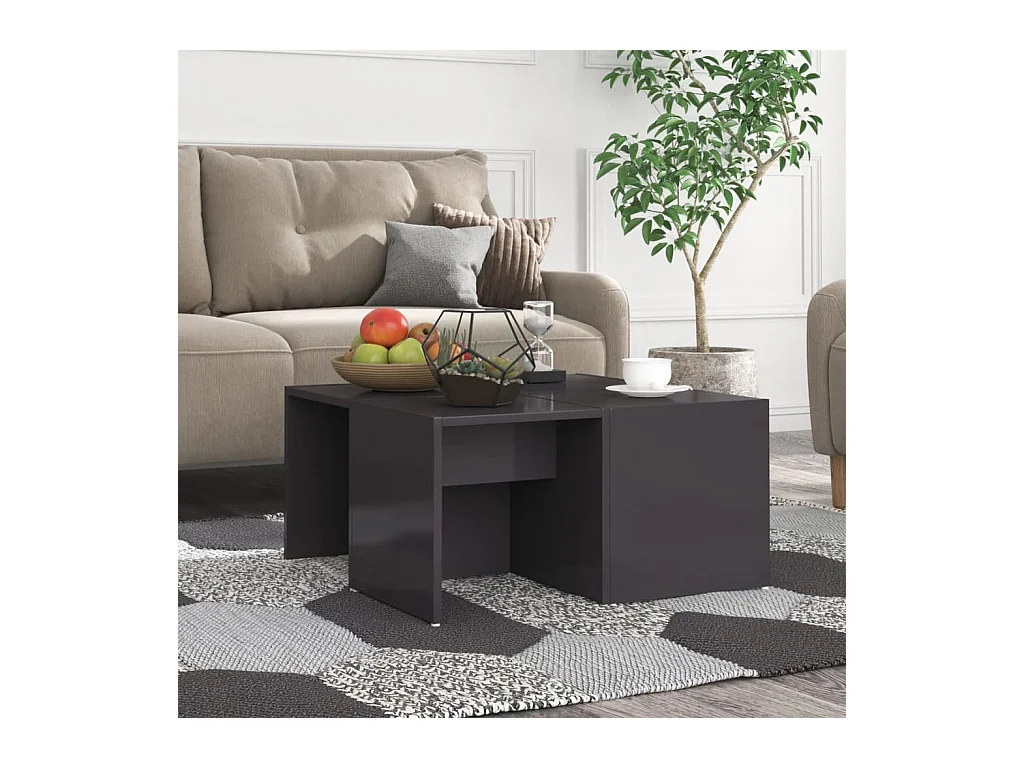 Tavolini da caffè 4 pezzi grigio lucido 33x33x33 cm in legno ingegnerizzato
