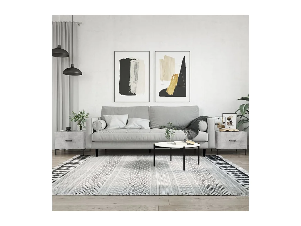 Salontafels 2 stuks betongrijs 50x50x40 cm bewerkt hout