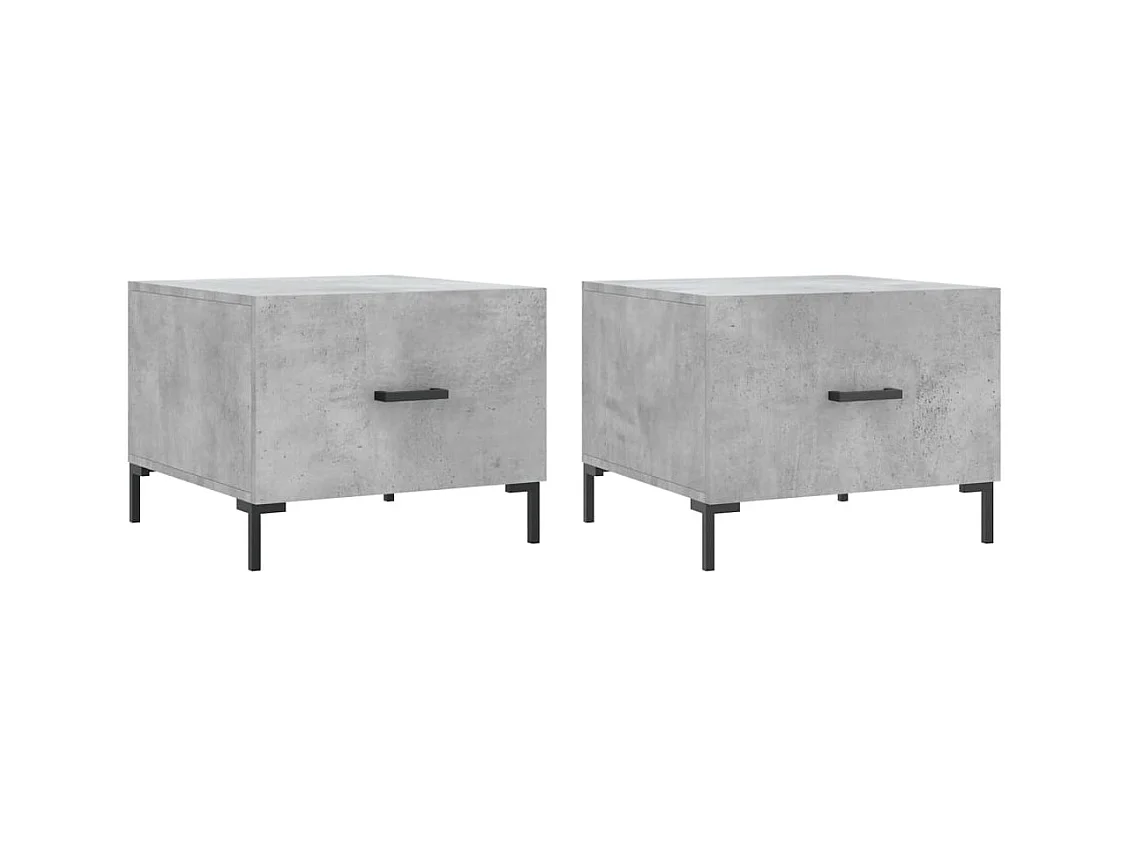 Tables basses 2 pcs gris béton 50x50x40 cm bois d'ingénierie