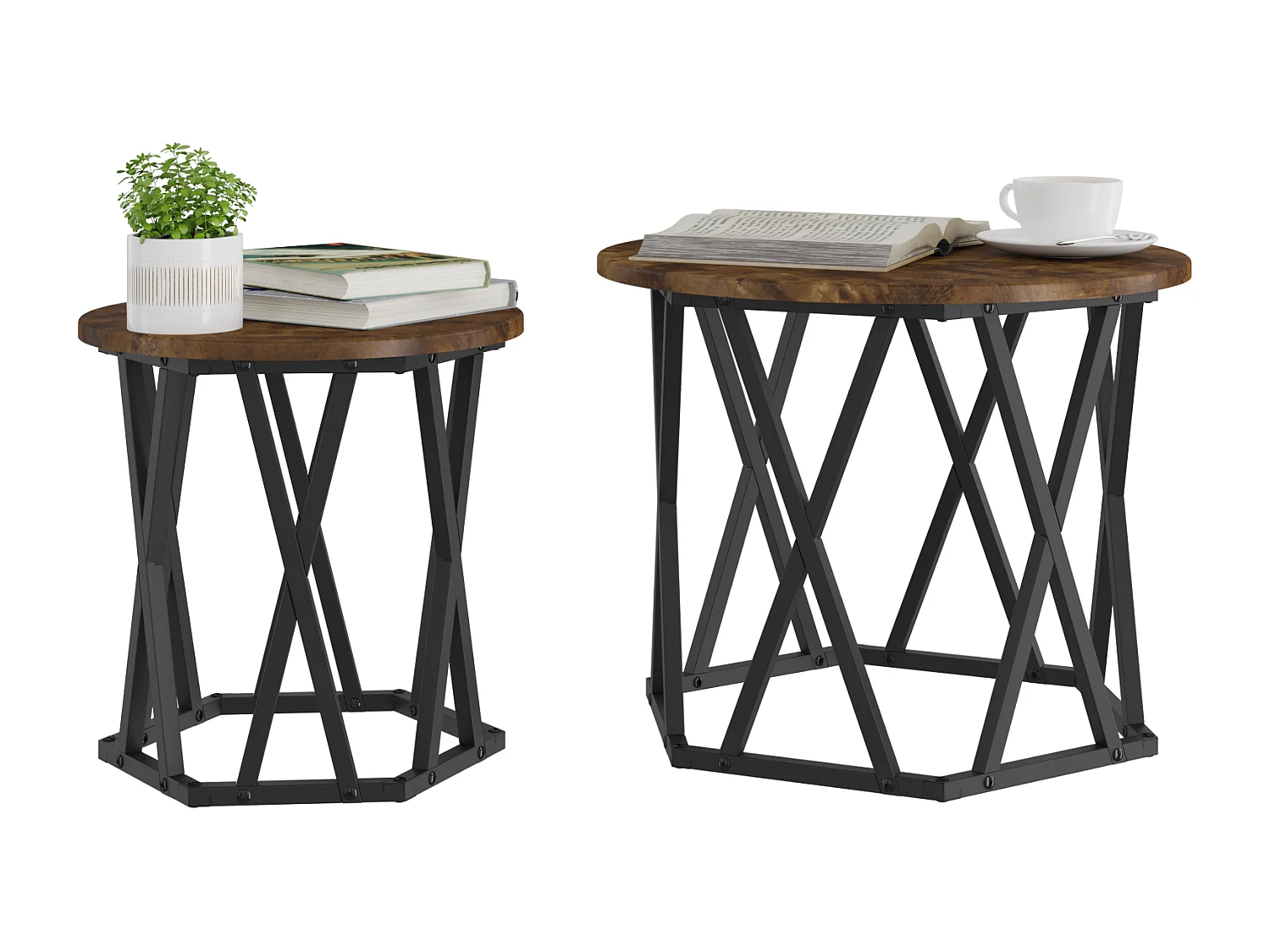 Tables d'appoint gigognes 2 pcs Chêne fumé en bois d'ingénierie