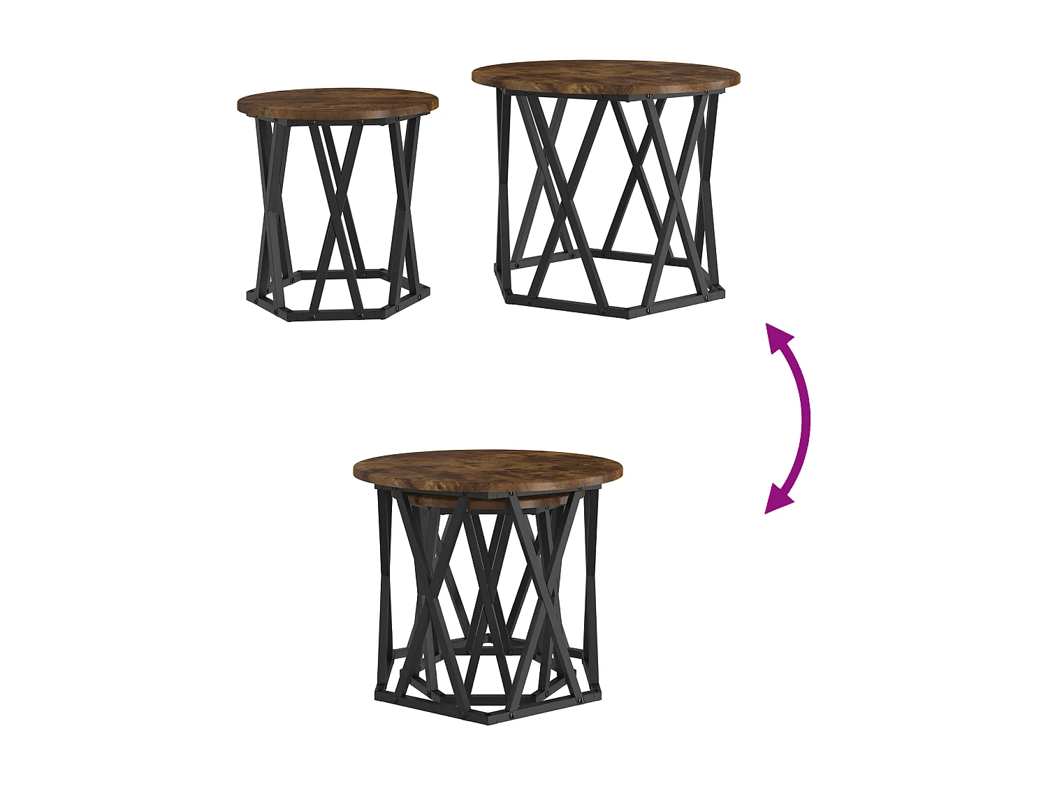 Tables d'appoint gigognes 2 pcs Chêne fumé en bois d'ingénierie