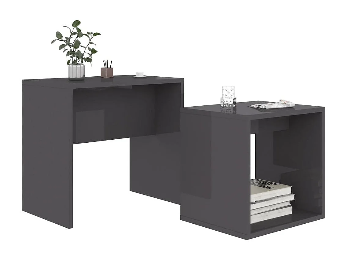 Ensemble de table basse Gris brillant Bois d'ingénierie