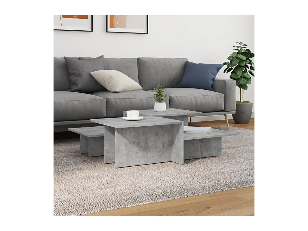 Salontafels 2 stuks betongrijs bewerkt hout