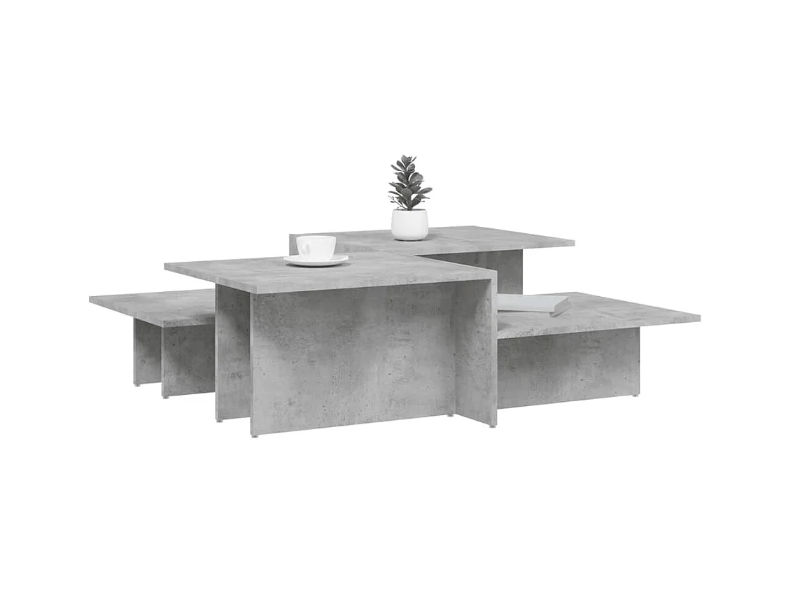 Salontafels 2 stuks betongrijs bewerkt hout