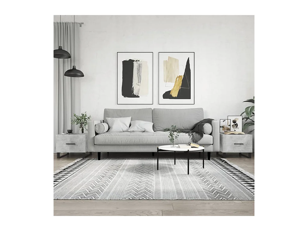 Salontafels 2 stuks betongrijs 50x50x40 cm bewerkt hout