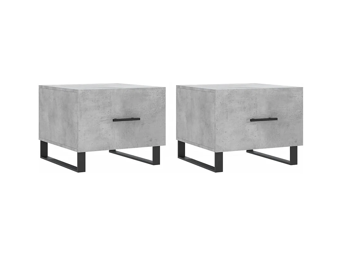 Salontafels 2 stuks betongrijs 50x50x40 cm bewerkt hout