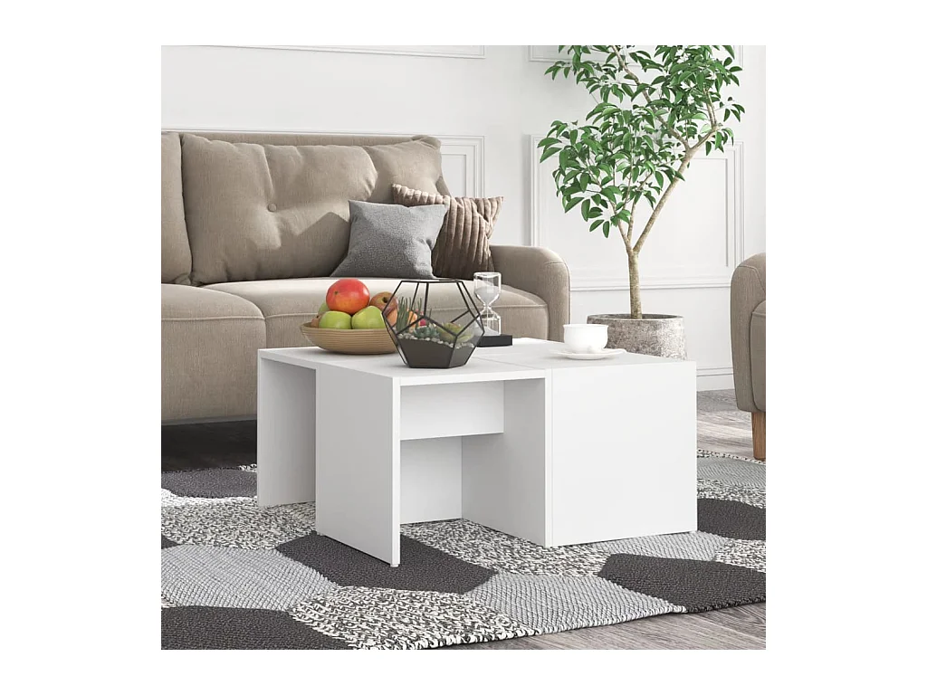 Salontafels 4 stuks wit 33x33x33 cm bewerkt hout