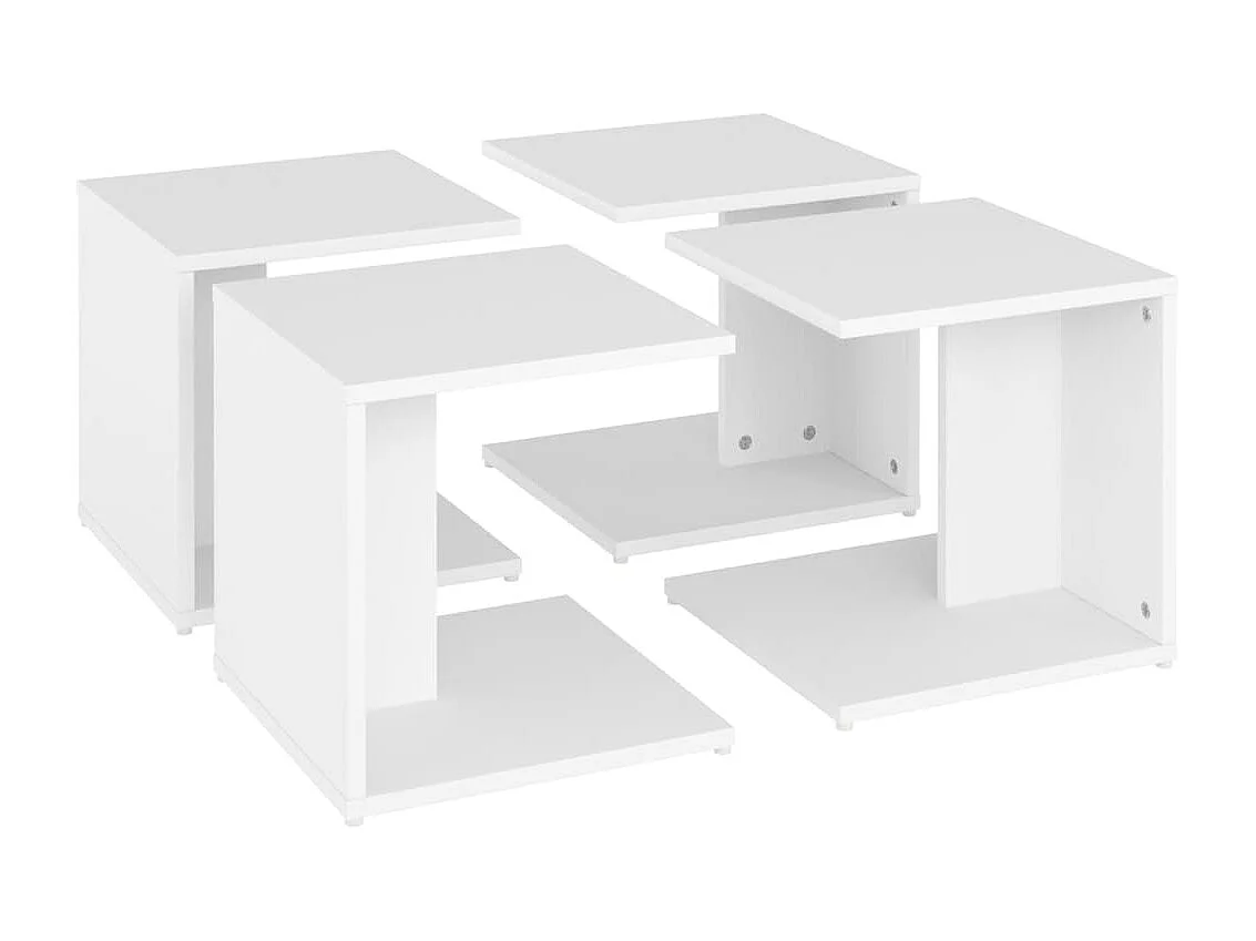 Salontafels 4 stuks wit 33x33x33 cm bewerkt hout