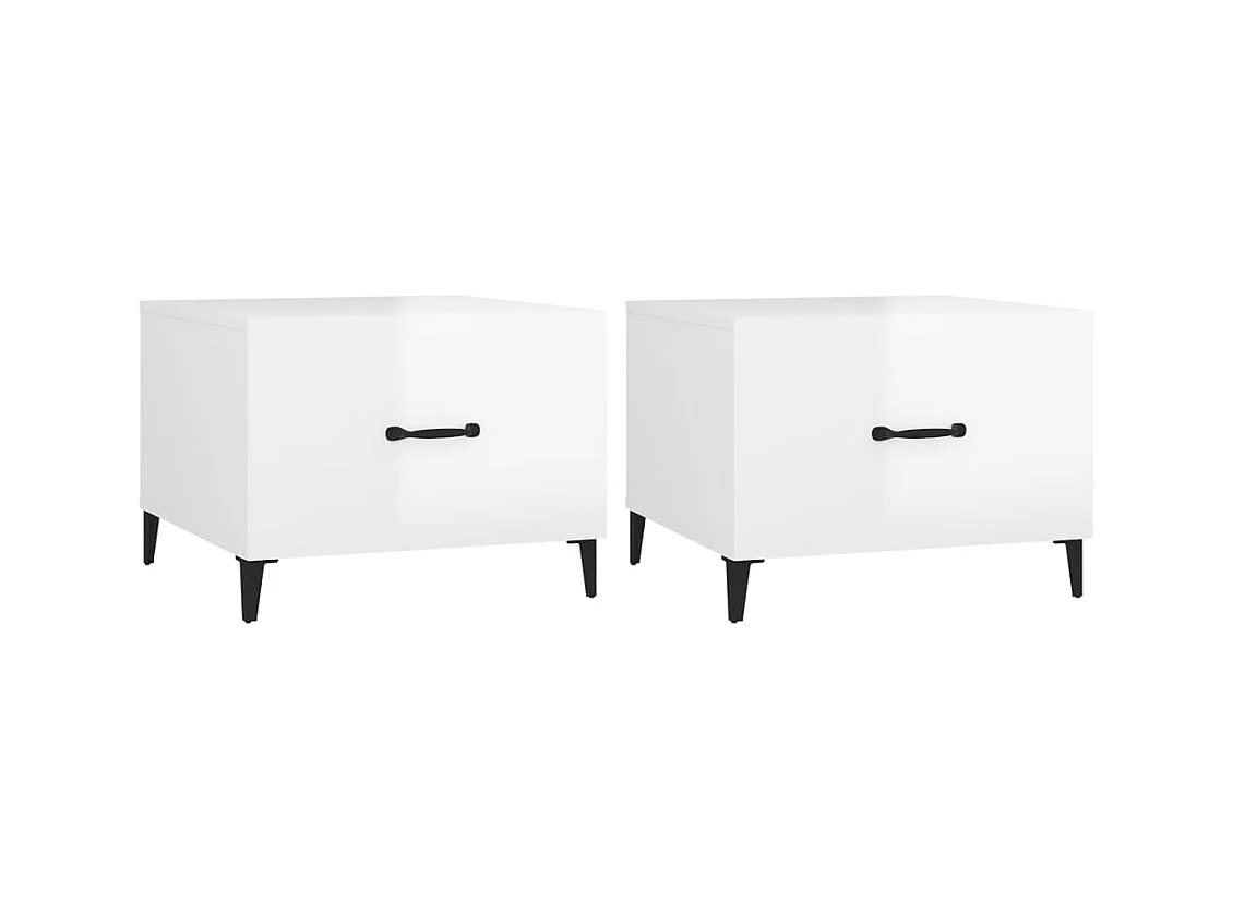 Salontafels met metalen poten 2 stuks Glanzend wit 50x50x40 cm
