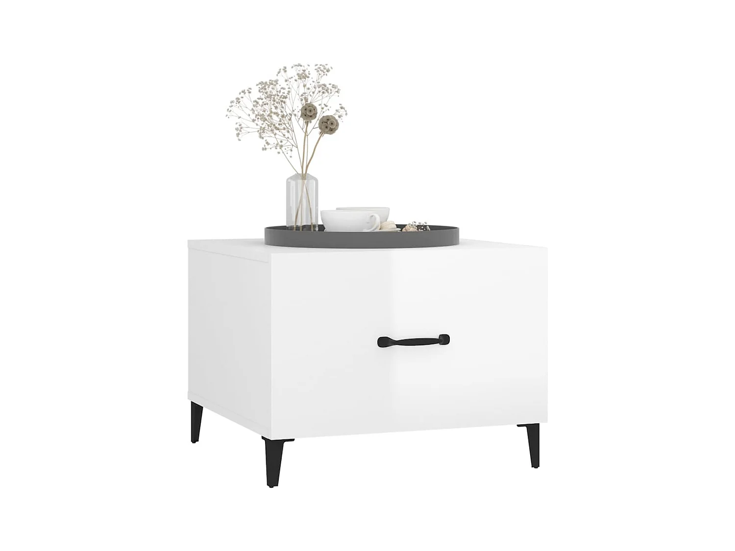 Salontafels met metalen poten 2 stuks Glanzend wit 50x50x40 cm