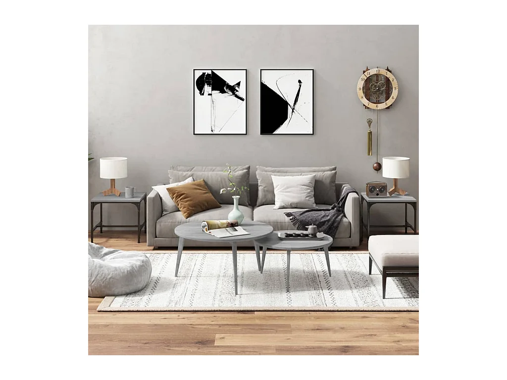 Bijzettafels 2 stuks Sonoma grijs 40x40x35 cm Bewerkt hout