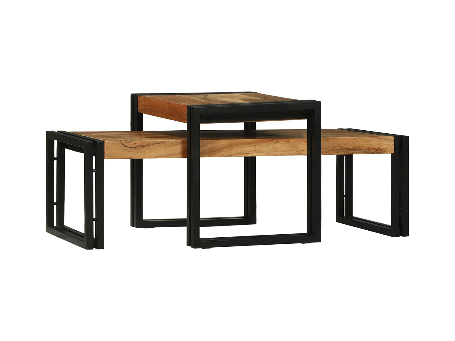 Set de 2 Tables Basses en Bois Massif d'Acacia