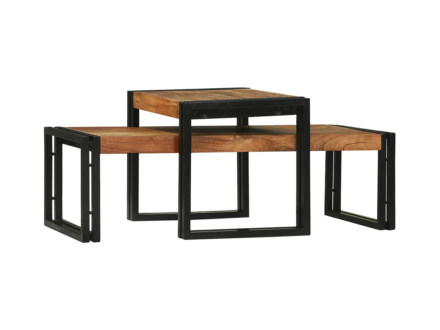 Set de 2 Tables Basses en Bois Massif d'Acacia