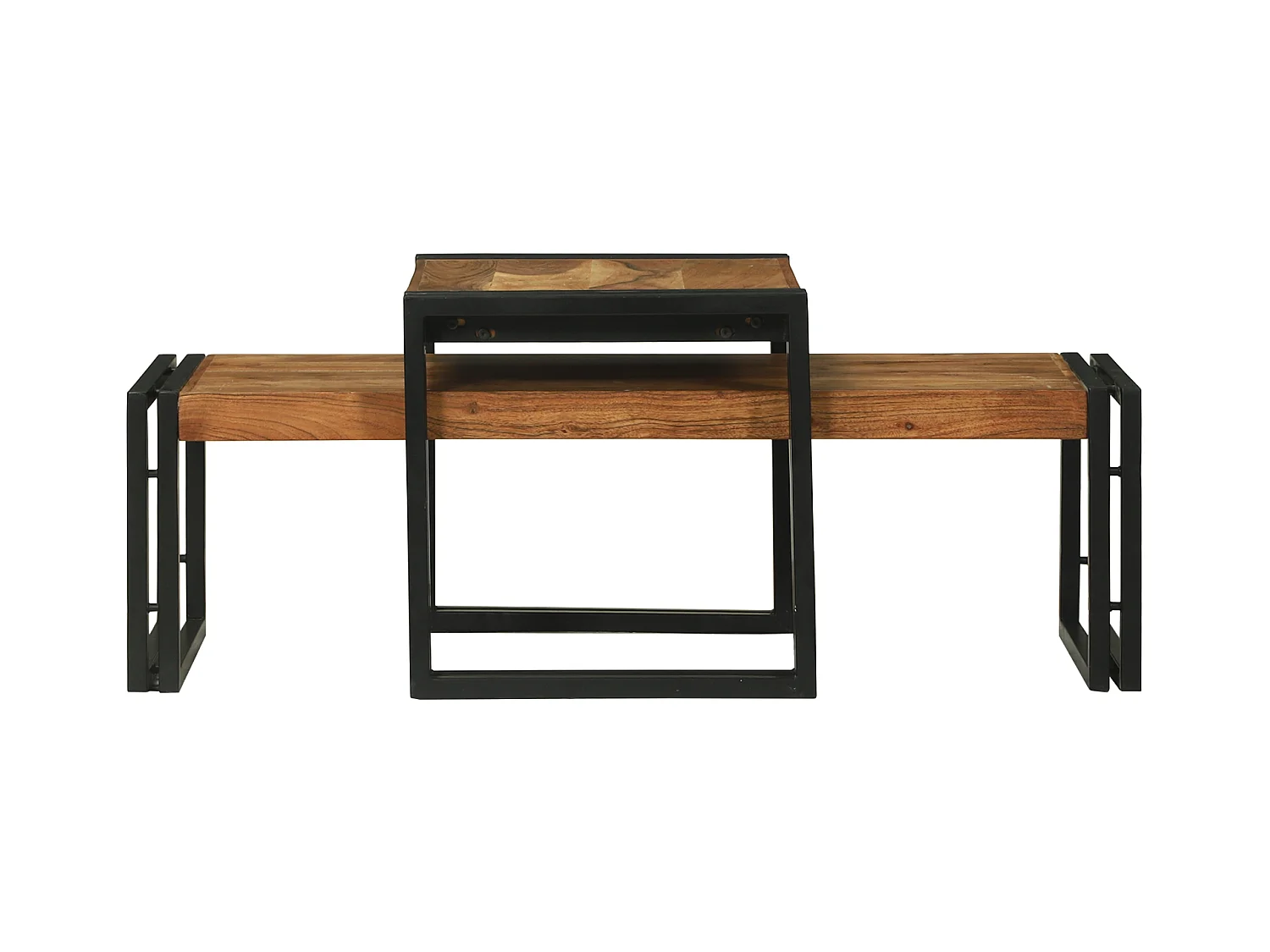 Set de 2 Tables Basses en Bois Massif d'Acacia