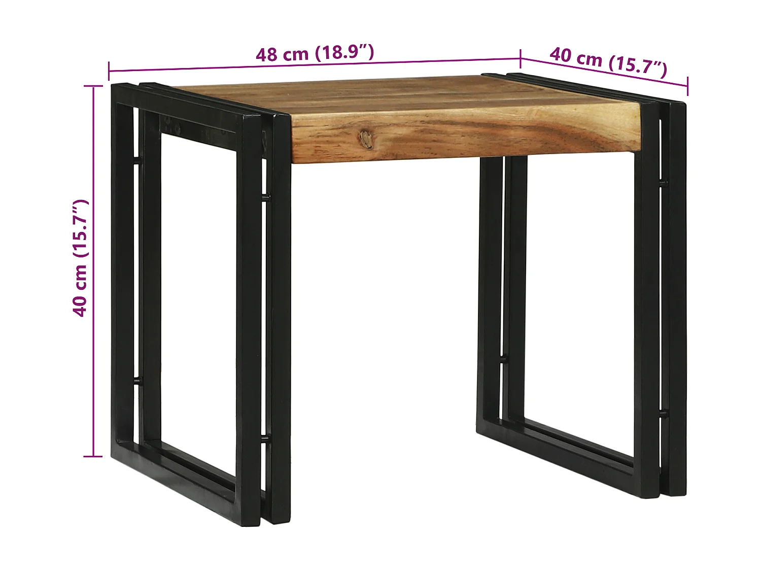 Set de 2 Tables Basses en Bois Massif d'Acacia