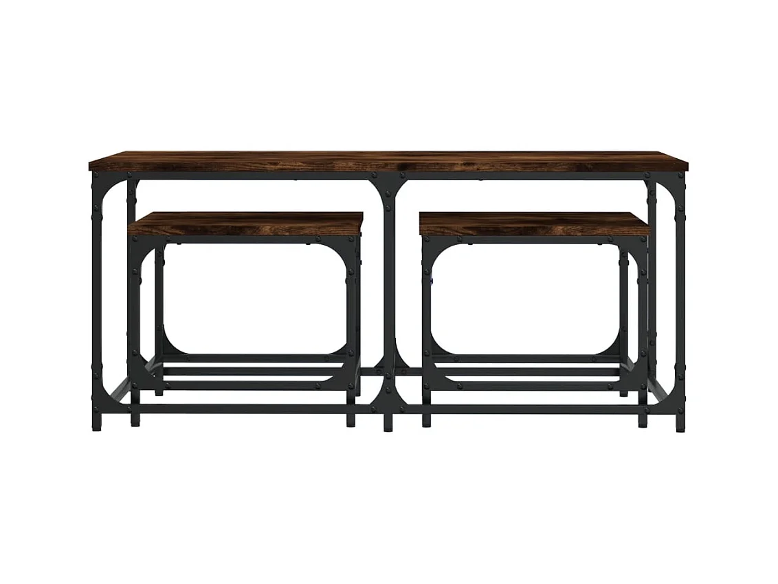 Tables basses gigognes 3 pcs chêne fumé bois d'ingénierie
