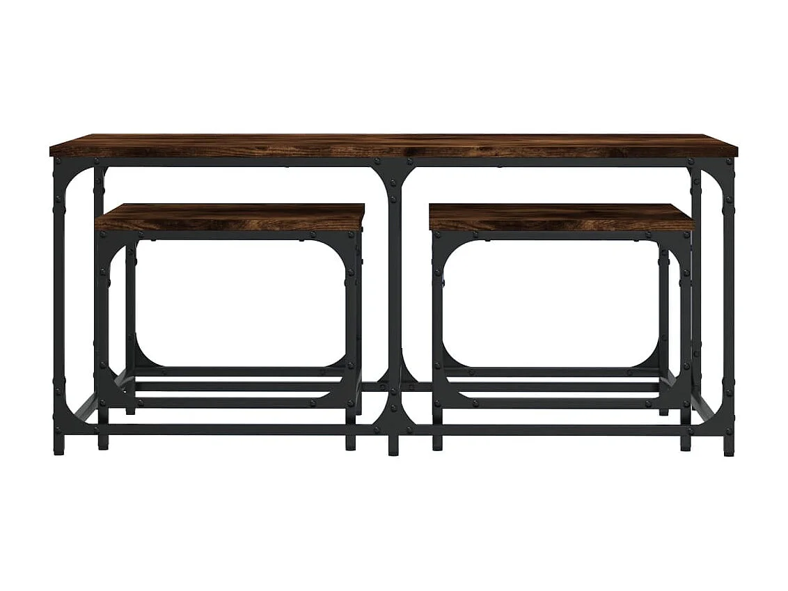 Tables basses gigognes 3 pcs chêne fumé bois d'ingénierie