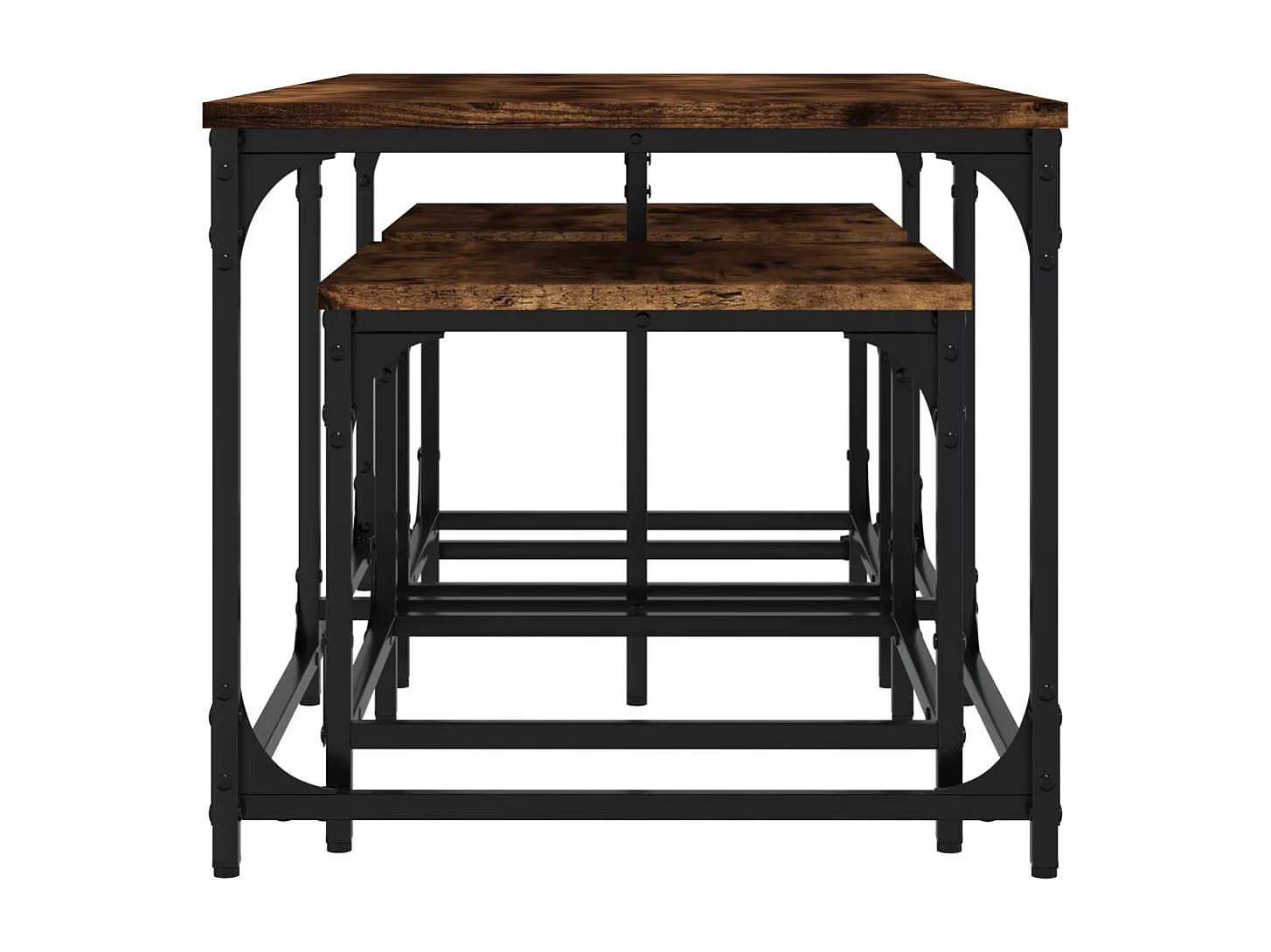 Tables basses gigognes 3 pcs chêne fumé bois d'ingénierie