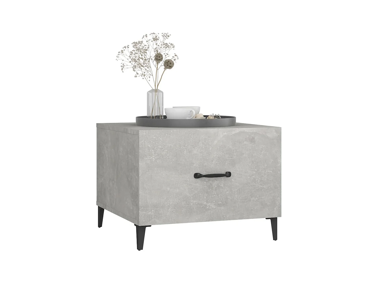 Tables basses avec pieds en métal 2 pcs Gris béton 50x50x40 cm