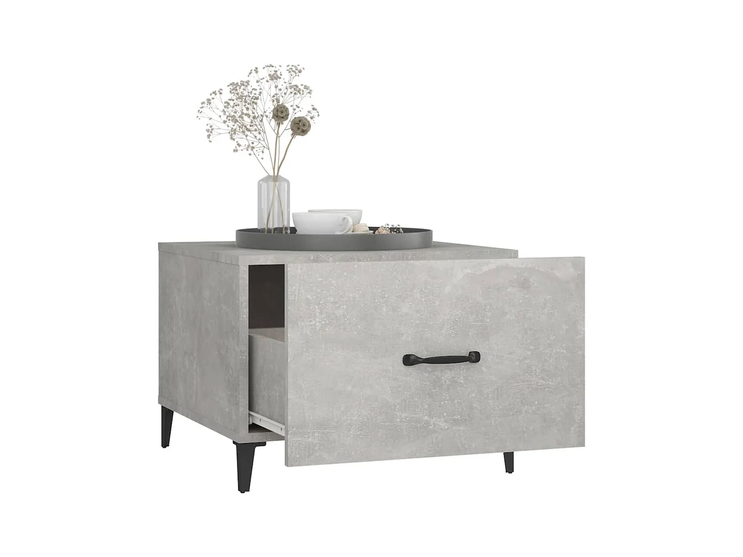 Tables basses avec pieds en métal 2 pcs Gris béton 50x50x40 cm