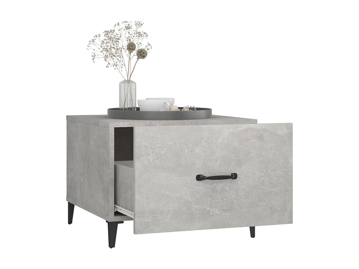 Tables basses avec pieds en métal 2 pcs Gris béton 50x50x40 cm