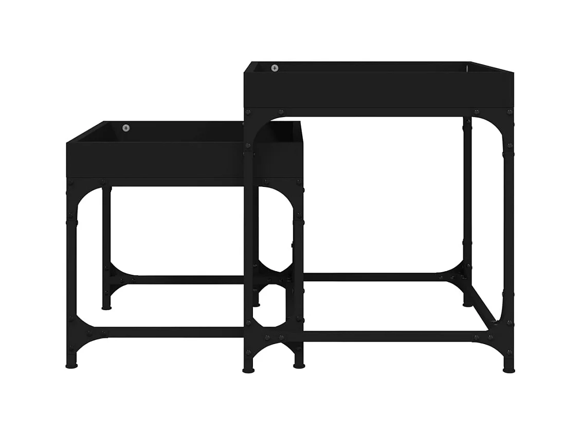 Bijzettafels 2 stuks Zwart bewerkt hout