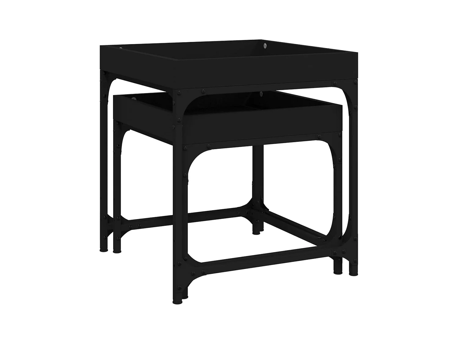 Bijzettafels 2 stuks Zwart bewerkt hout