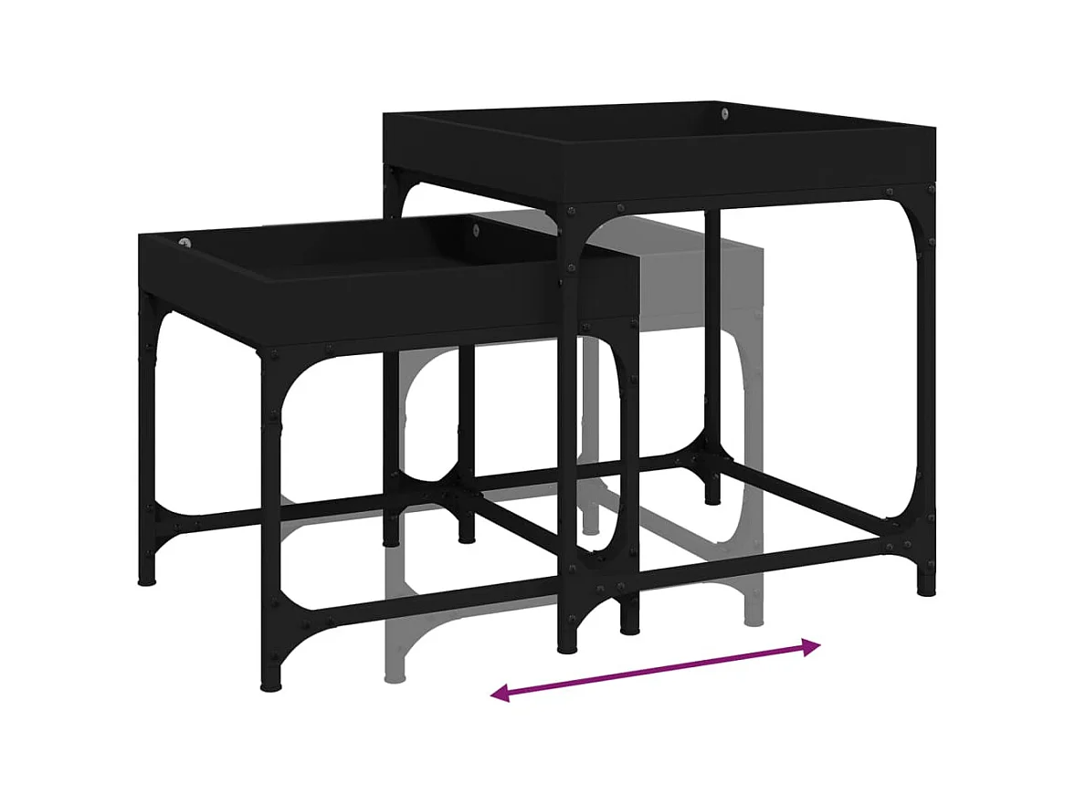 Bijzettafels 2 stuks Zwart bewerkt hout