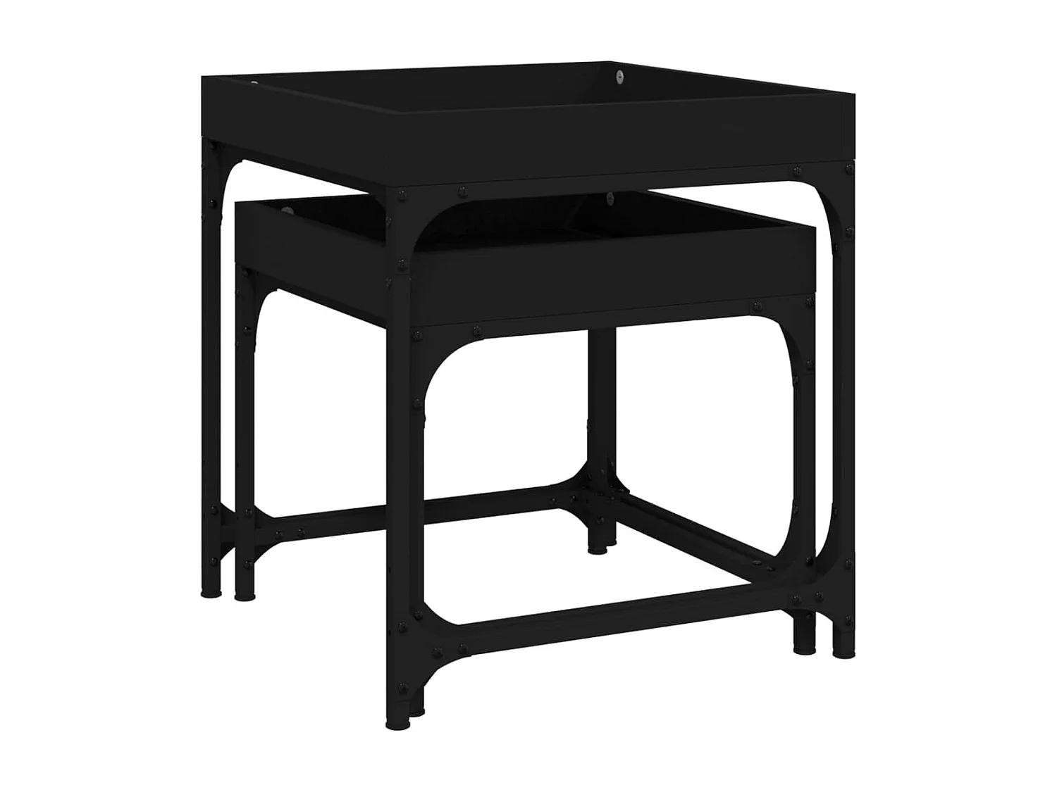 Tables d'appoint 2 pcs Noir Bois d'ingénierie