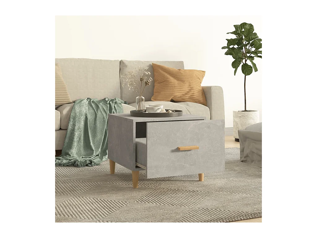 Salontafels 2 stuks betongrijs 50x50x40 cm bewerkt hout