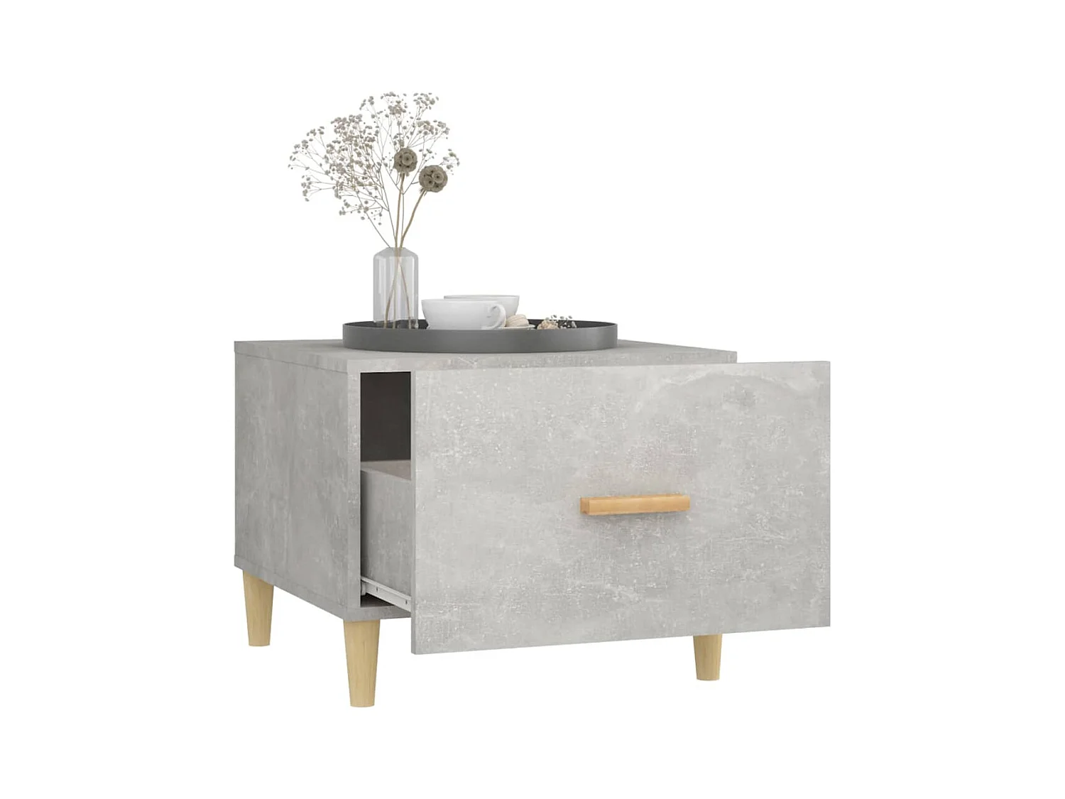 Salontafels 2 stuks betongrijs 50x50x40 cm bewerkt hout