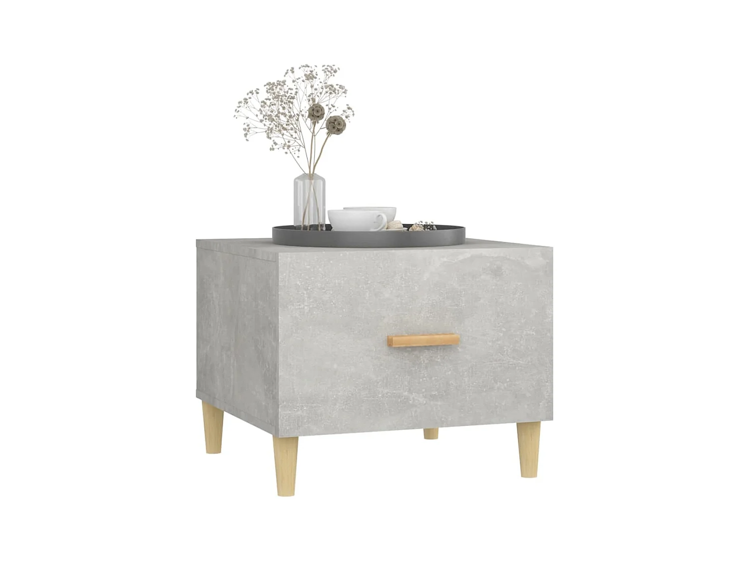 Salontafels 2 stuks betongrijs 50x50x40 cm bewerkt hout