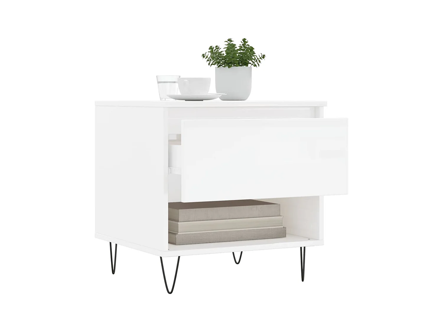 Tavolini da caffè 2 pezzi bianco lucido 50x46x50cm in legno ingegnerizzato