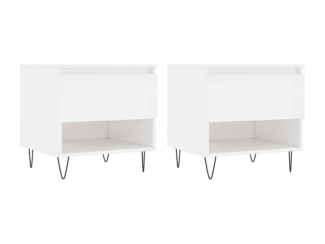 Mesas de centro 2 piezas blanco brillo 50x46x50cm madera de ingeniería