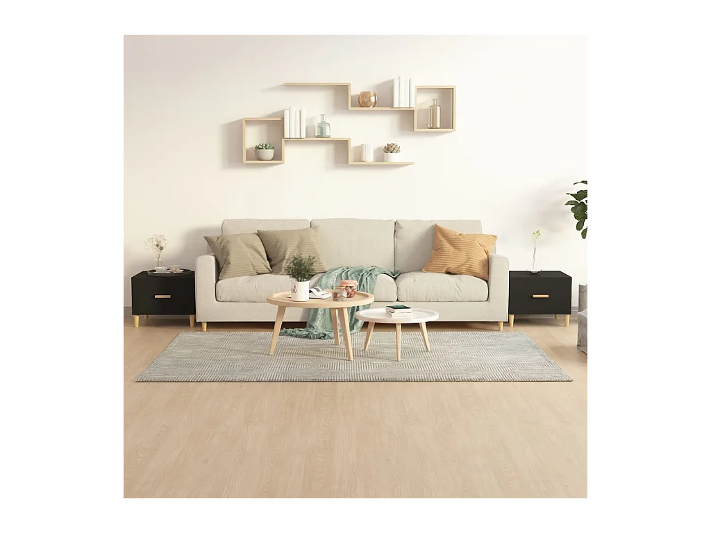 Tables basses 2 pcs noir 50x50x40 cm bois d'ingénierie