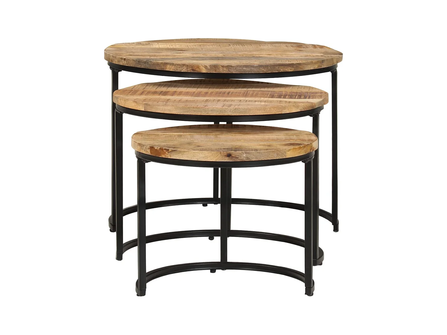 Tables gigognes 3 pcs Bois de manguier brut