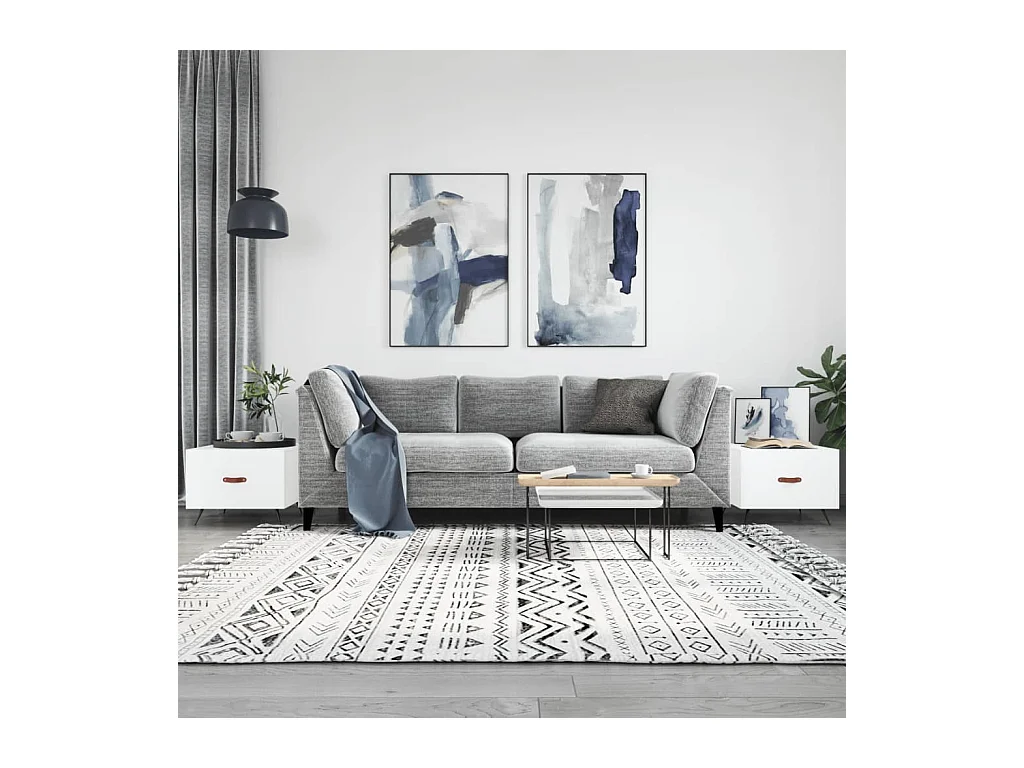 Tavolini da caffè 2 pezzi bianchi 50x50x40 cm in legno ingegnerizzato