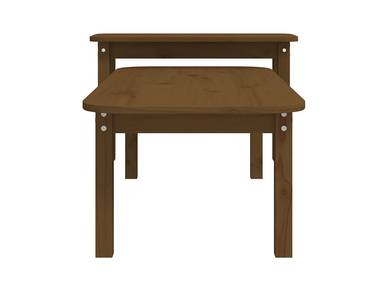 2-delige salontafelset honingbruin massief grenenhout