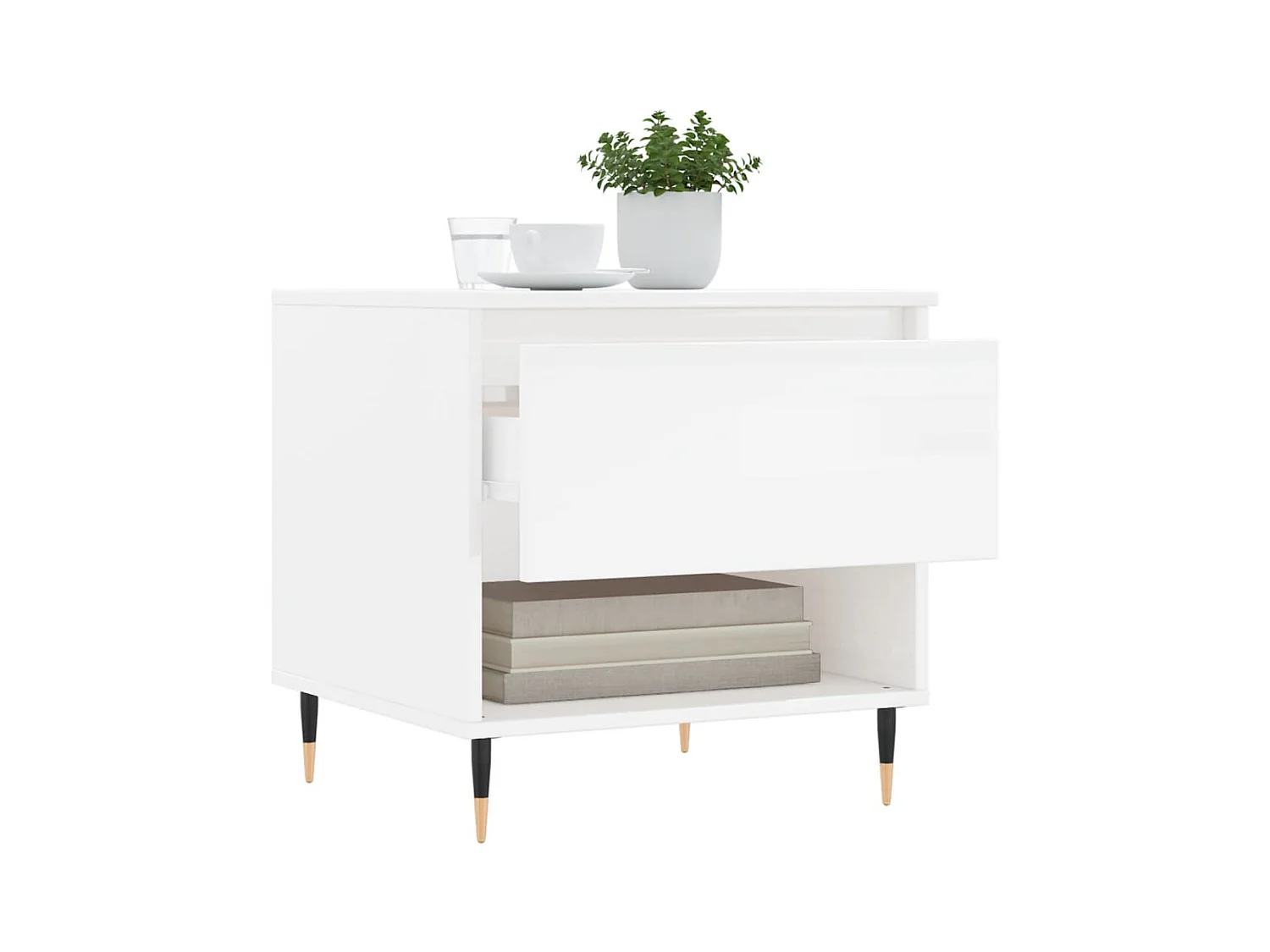 Tavolini da caffè 2 pezzi bianco lucido 50x46x50cm in legno ingegnerizzato