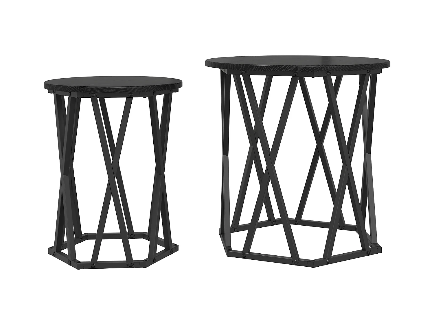 stuks bijzettafels in zwart gelamineerd hout